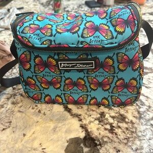 NWOT Betsey Johnson Lunch box blue butterflies